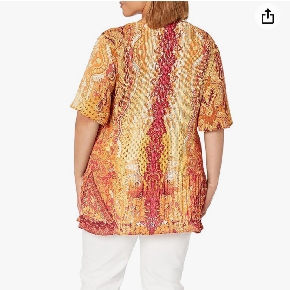 Plus Size Fairville Pleated Tunic Top 
Paisley Haven Border​​​​​​​​​​​​ - Picture 2 of 5